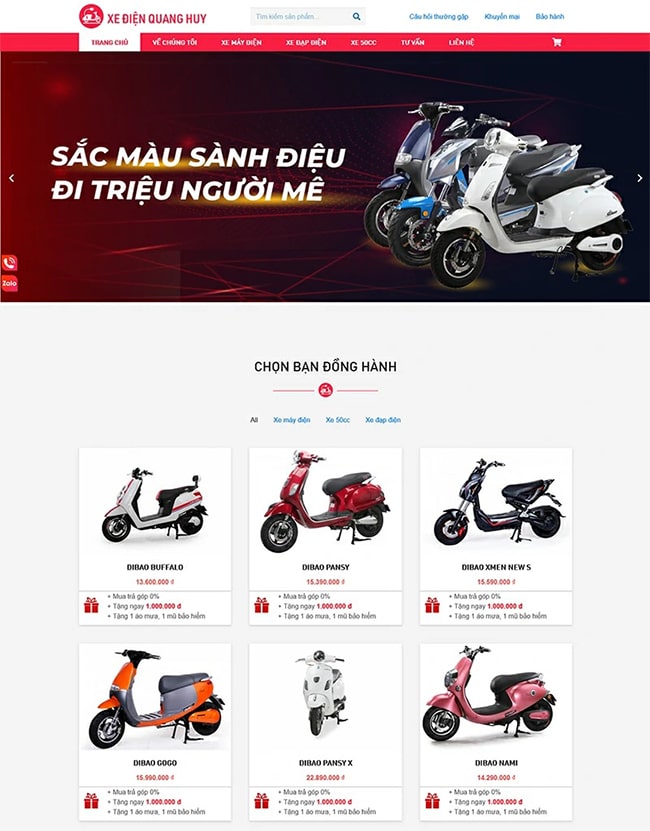 Mẫu thiết kế web xe đạp điện 4