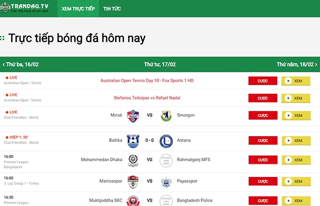 Xem bóng đá trực tiếp trên trandau.tv