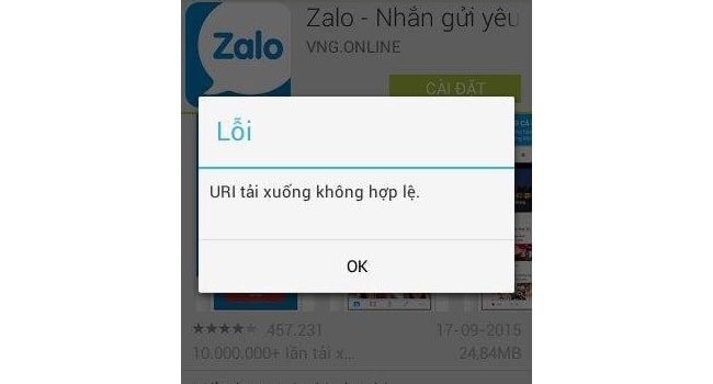 Không thể tải xuống URL không hợp lệ