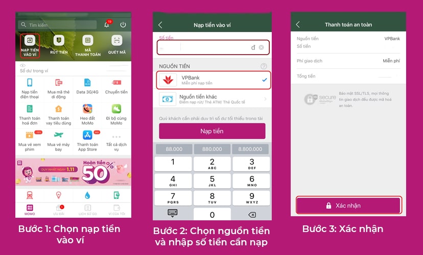 Cách nạp tiền qua ví Momo