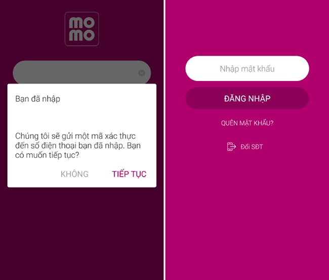 Nhập số điện thoại để đăng ký tài khoản Momo
