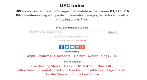 Cách tra mã vạch hàng hóa bằng UPCIndex