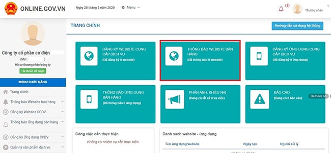 Hướng dẫn khai báo dịch vụ đăng ký bộ công thương