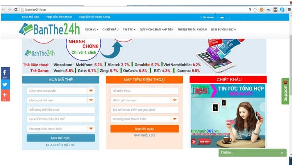 Web bán thẻ điện thoại