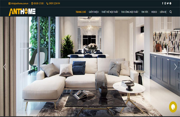 Mẫu thiết kế website nội thất Ant home