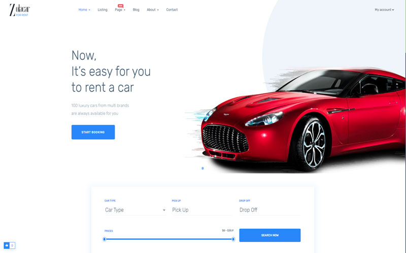 Giao diện thiết kế website cho thuê xe du lịch tối giản, tinh tế 