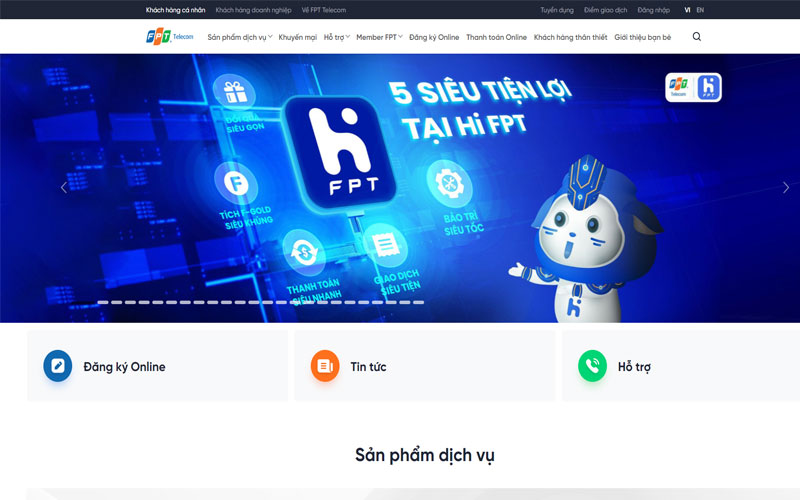 Mẫu thiết kế website công ty viễn thông thu hút