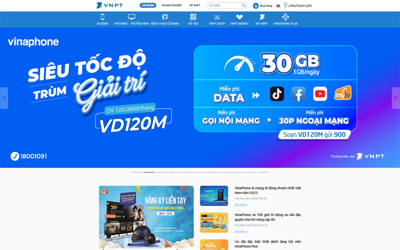 Mẫu thiết kế web công ty viễn thông bắt mắt