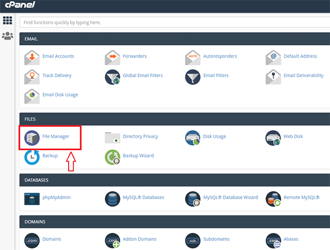 Giao diện chính của cPanel