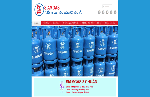 Template thiết kế website bán gas đơn giản 