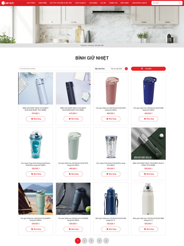 Mẫu thiết kế website bán bình giữ nhiệt hiện đại