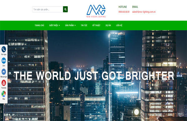 mẫu thiết kế website đèn led độc đáo