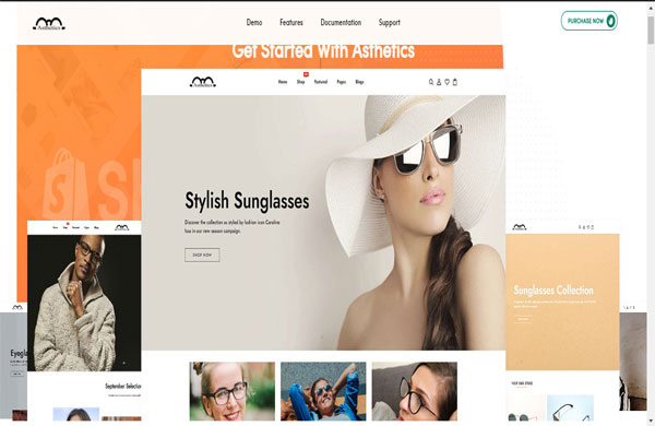 Giao diện thiết kế web mắt kính hiện đại