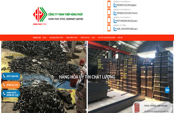 giao diện website công ty thép hùng phát