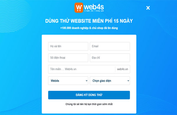 form thông tin đăng ký website miễn phí
