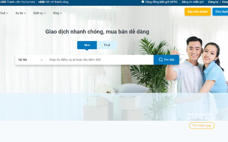 Trang web bất động sản YouHomes.vn