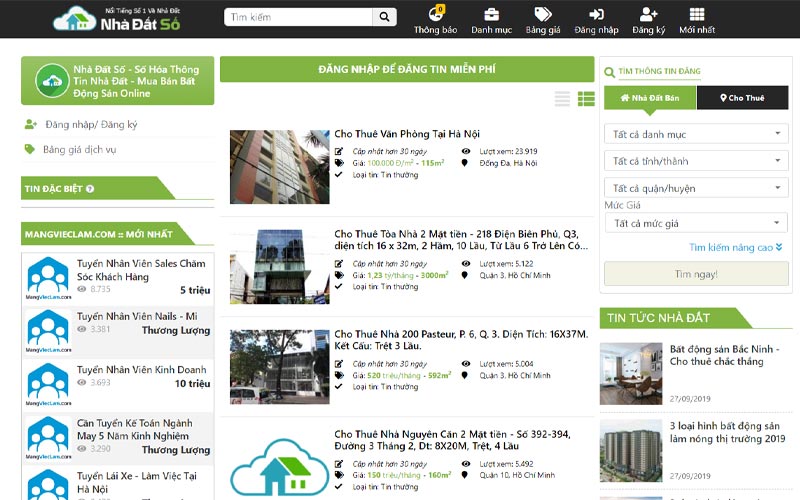 Trang thông tin BĐS trực tuyến Nhadatso.com