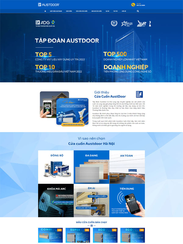 Tính năng chính của Website Công ty Bán, Lắp đặt Cửa cuốn