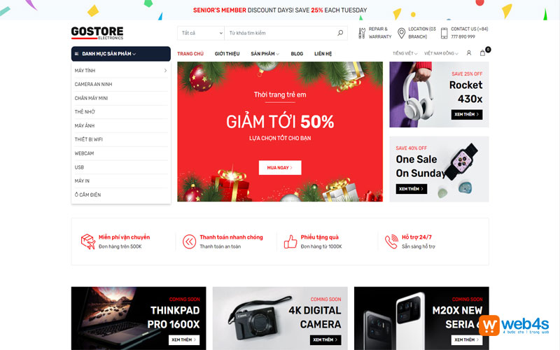 Mẫu thiết kế website điện tử bán lẻ chuyên nghiệp