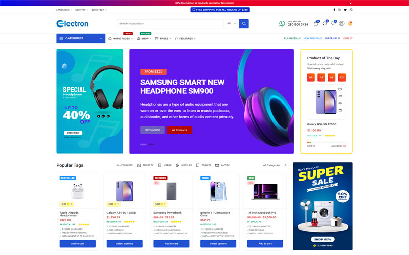 Mẫu thiết kế website bán đồ điện tử Online 
