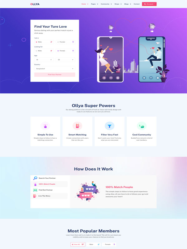 Mẫu thiết kế website hẹn hò, kết bạn trực tuyến ấn tượng