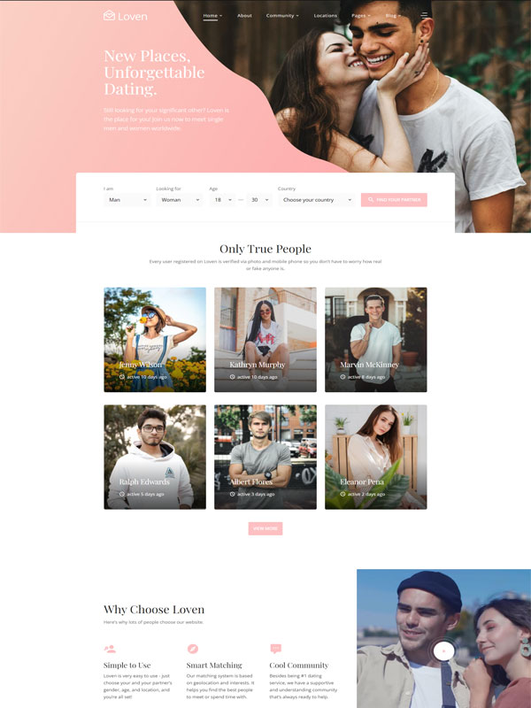 Mẫu thiết kế website hẹn hò, kết bạn trực tuyến thu hút