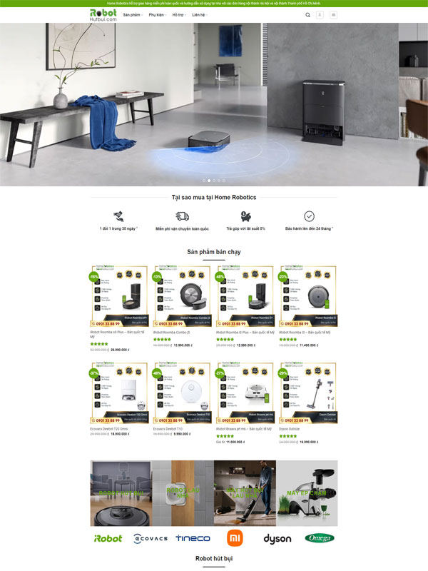 tính năng chính của website bán robot hút bụi