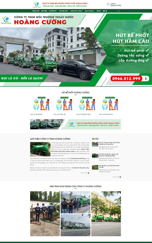 Mẫu website hút hầm cầu, bể phốt chất lượng
