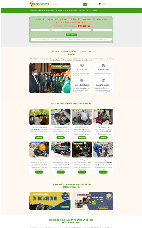 Mẫu thiết kế website hút hầm cầu, bể phốt độc đáo