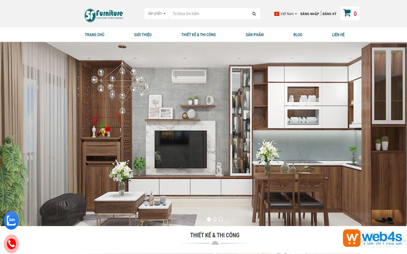 Giao diện Thiết kế website nội thất 