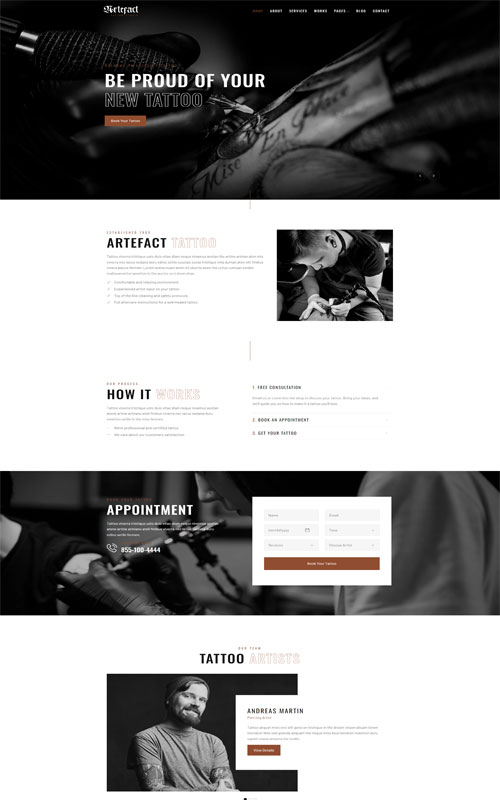 Mẫu website nghệ thuật xăm hình